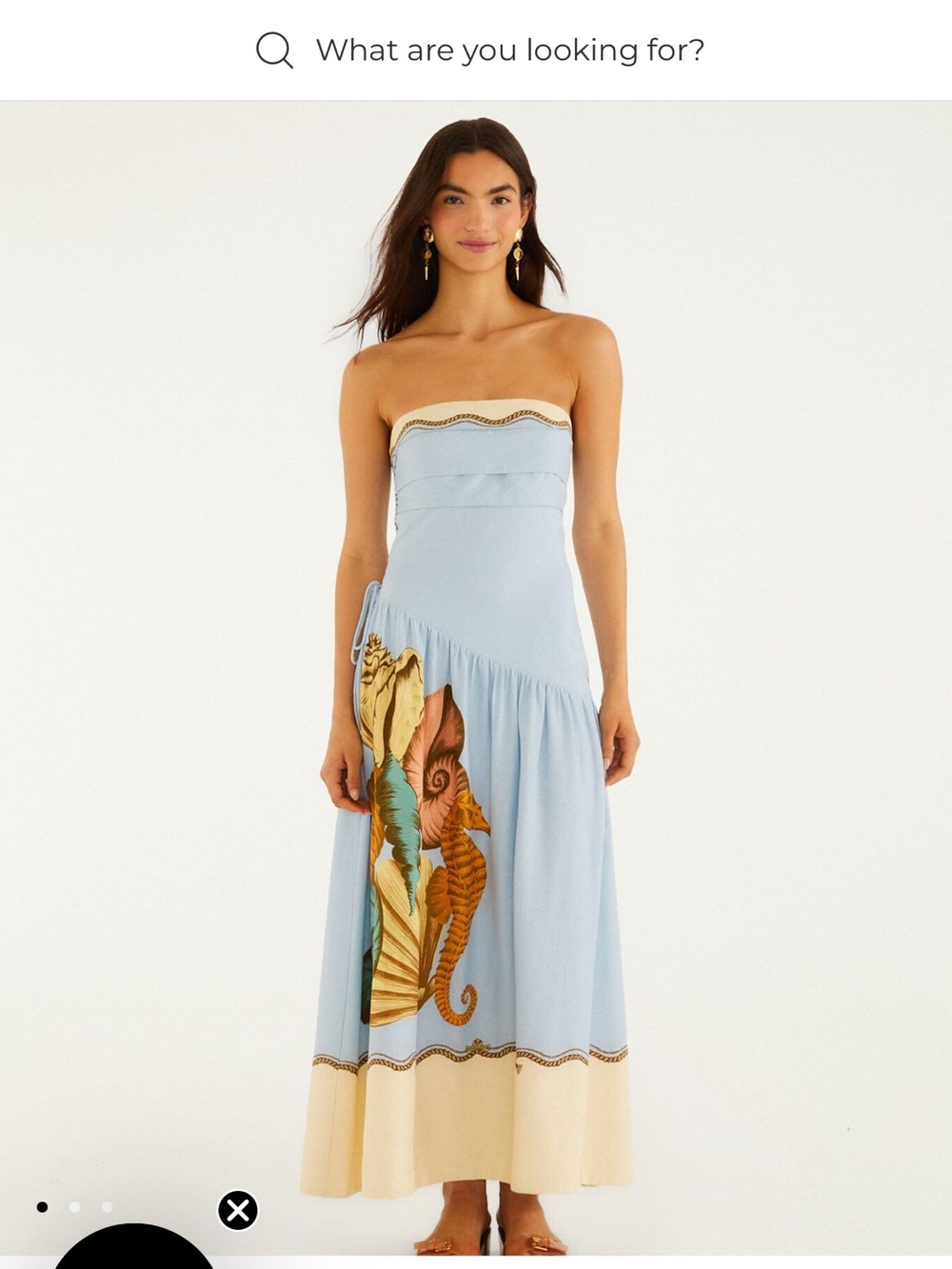FARM Rio  Souvenir Strapless Side Ties Maxi Dress Blue NWT